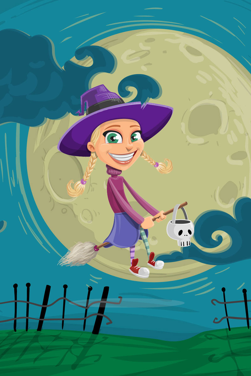 Witch with broom
