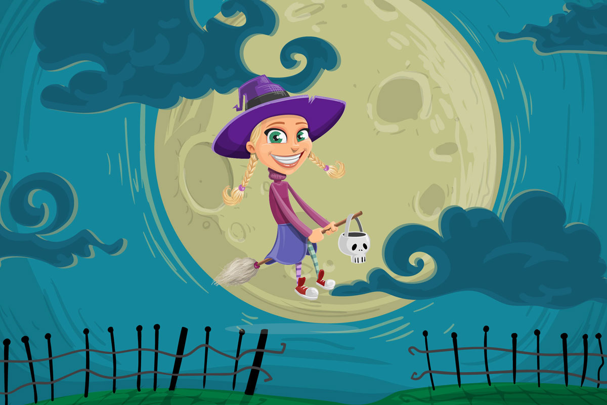 Witch with broom