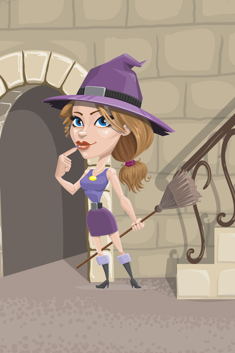 Witch with broom