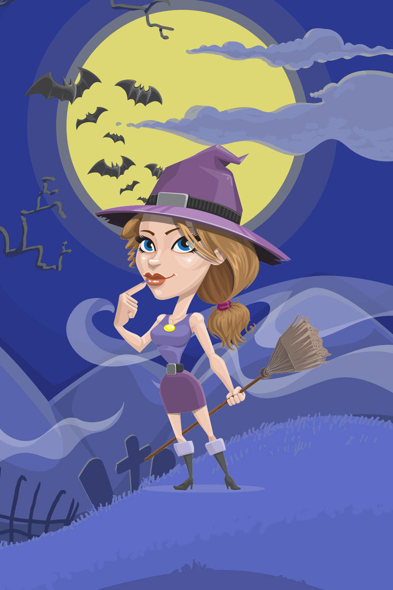 Witch with broom