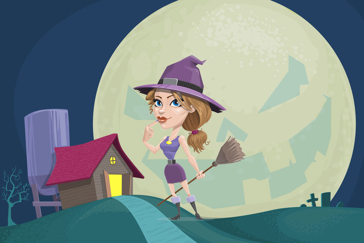 Witch with broom